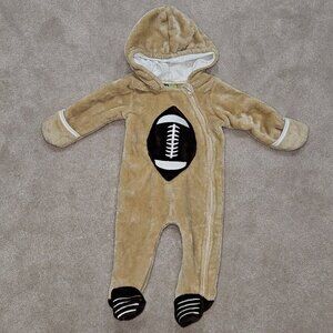 Mick Mack Brown Football Hooded Footie Outfit Baby 0-3 Months Halloween Costume